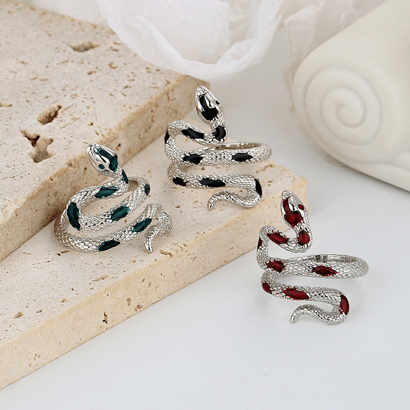 Exquisite Snake Personality Ring Silver Plated Jewelry For Women Hand Accessories