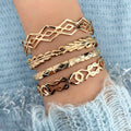 4pcs Fruit Flower Love Rhombus Bracelet Set - Unique Irregular Pattern, Hand Accessories for Stylish Wear