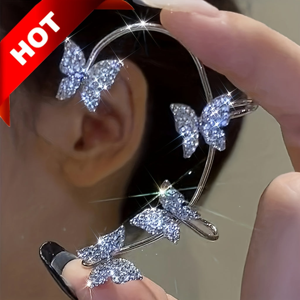 [Luxury French-style Butterfly Earrings] French-style Golden Sparkling Butterfly Luxury Butterfly Earrings