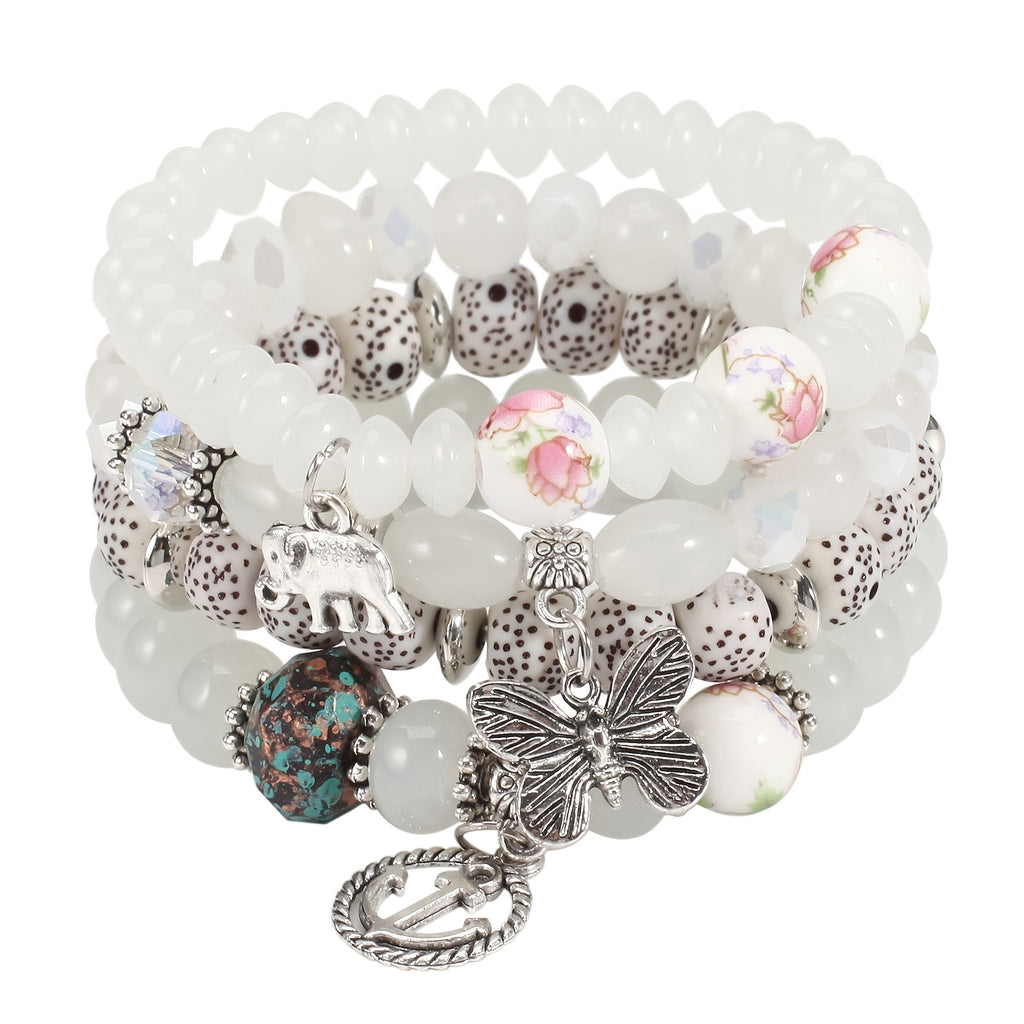 Bohemian Bracelets Set for Women Stackable Stretch Multilayer Beads Bracelet