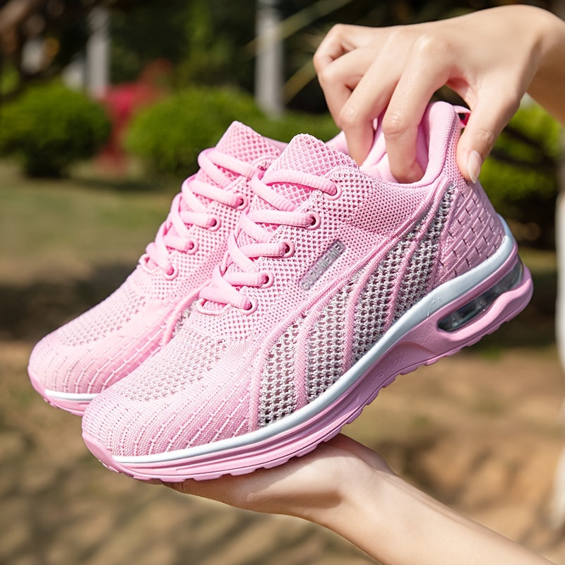 Lightweight Breathable Air Cushion knitted Running Shoes, Women's Footwear