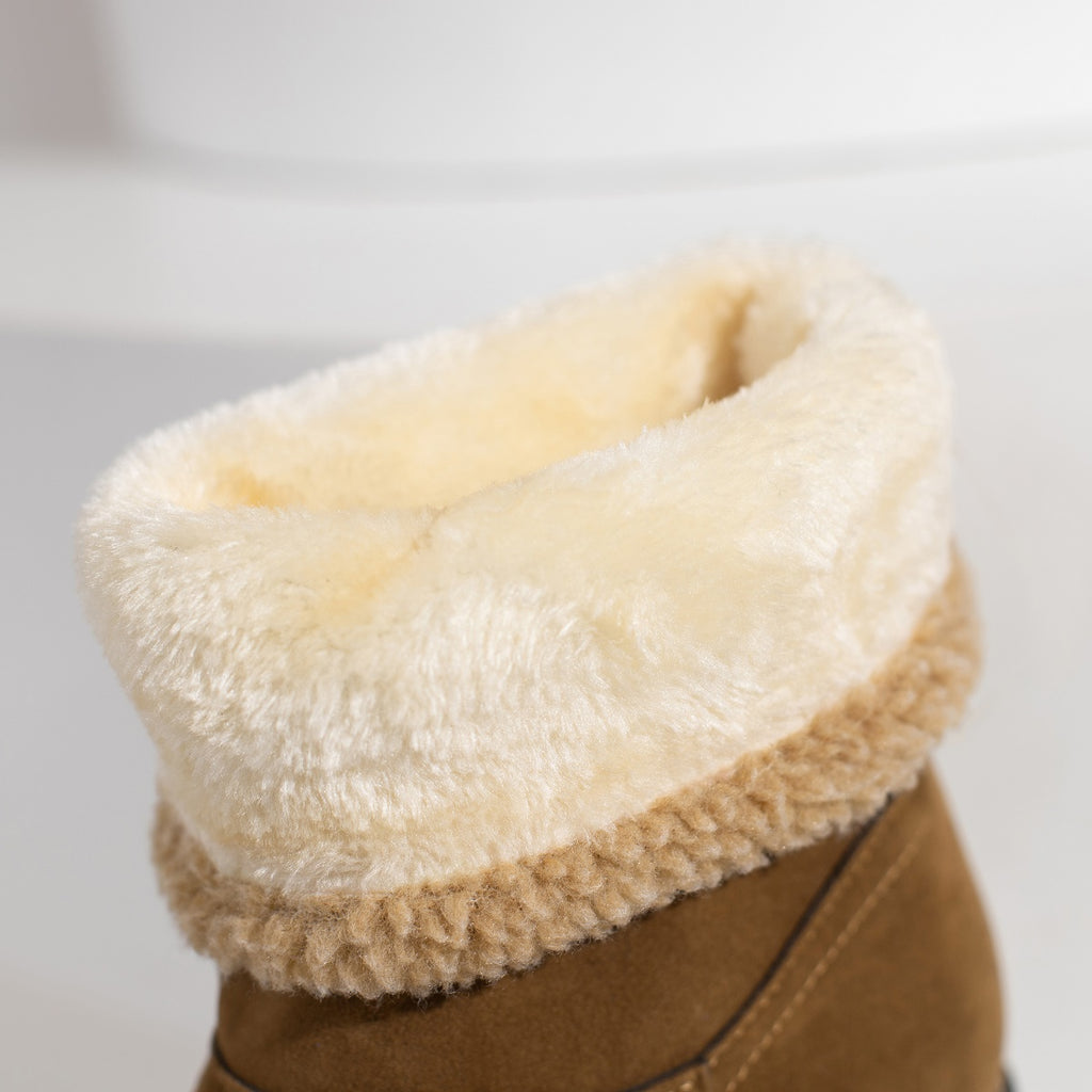 Women's Winter Snow Boots High Quality Anti-Slip Thick Insulated Fleece-Lined Slip-On with Plush Collar & Chunky Rubber Sole for Outdoor Cold Weather, Caramel Brown, Winter Boots