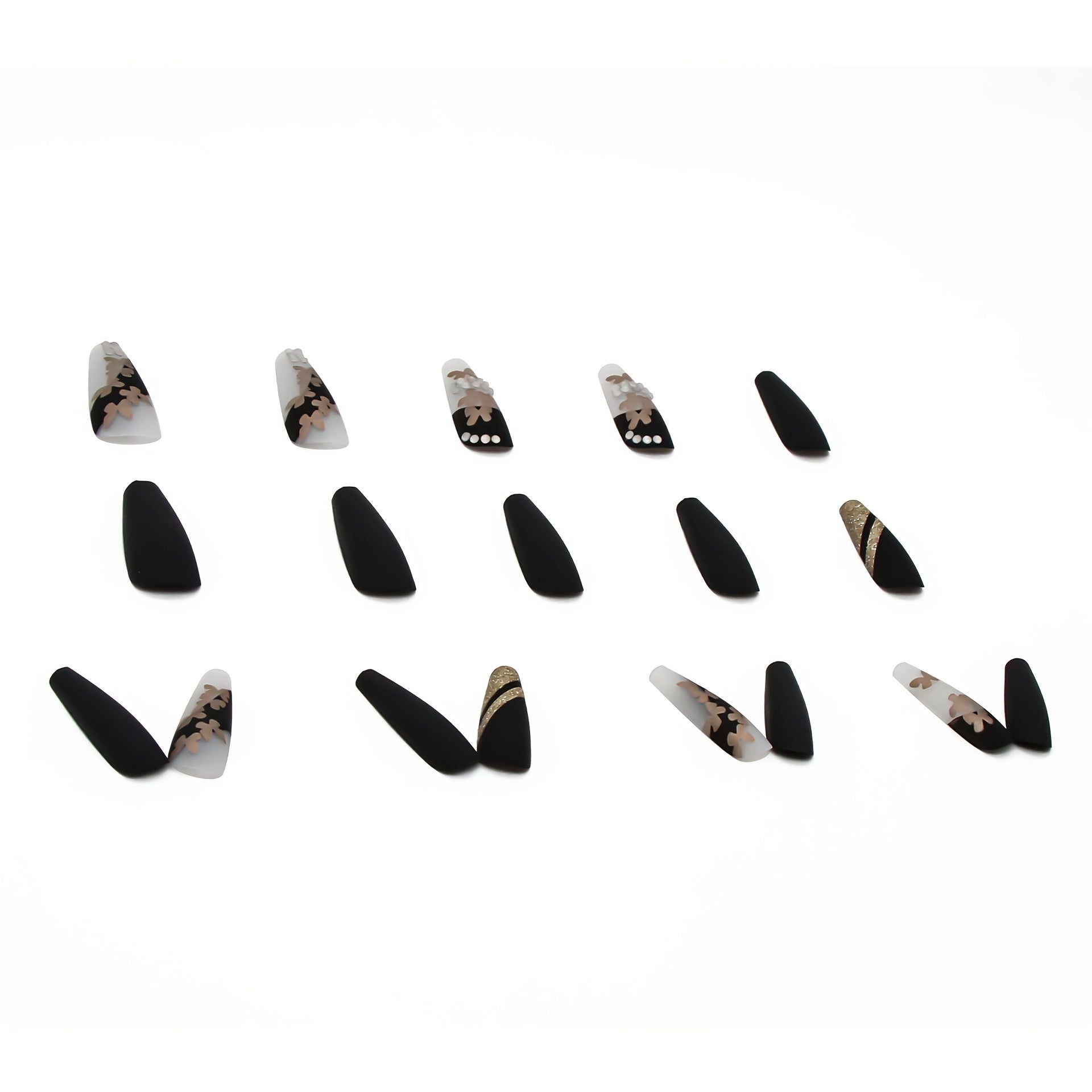 Lirches 24pcs Press-On Nails, Hot Golden Butterfly Fake Nails, Pre-made Matte Golden Glitter Wearable Nail Tips, Light Luxury Rhinestone Style, Instagram-Inspired Manicure Nail Stickers, Includes Jelly Glue + Nail File