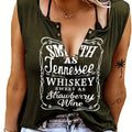 Women' Country Music V-Neck Sleeveless Tank Top - Wide Strap Casual Shirt Suitable for Concerts, Dance Halls & Casual Attire - Machine Washable - Lettering Top
