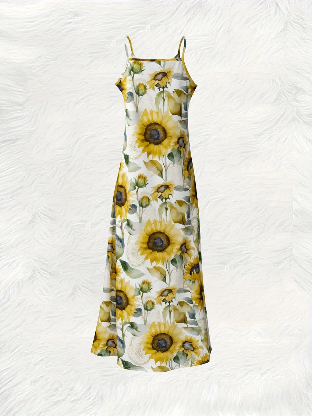 Printed Design Sunflower Pattern Print Dress Design Four Seasons elegant style casual style sling dress