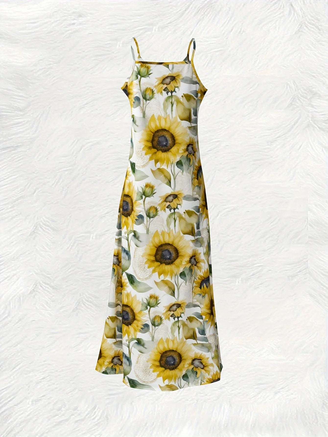 Printed Design Sunflower Pattern Print Dress Design Four Seasons elegant style casual style sling dress