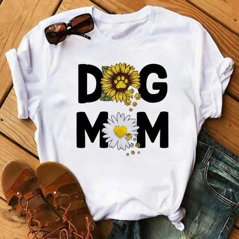 Sunflower Butterfly Print T Shirt Women Short Sleeve O Neck Loose Tshirt Fashion Women Tee Shirt Black Tops Camisetas Mujer