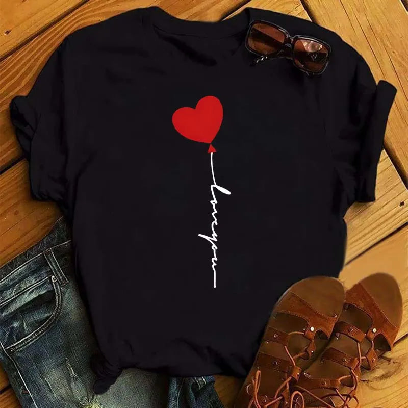 Sunflower Butterfly Print T Shirt Women Short Sleeve O Neck Loose Tshirt Fashion Women Tee Shirt Black Tops Camisetas Mujer
