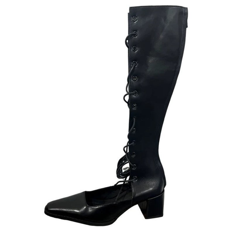 Niche Retro High-Top Sandals for Women, 2026 Summer New Style, Hollow-Out Cross-Tie Sexy Versatile Shallow-Cut Riding Boots