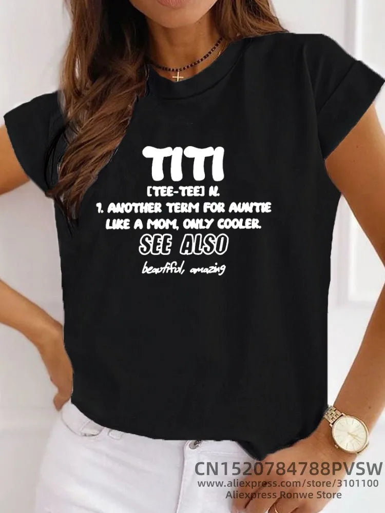 Funny Aunt Gift Shirt Titi Definition Shirt Auntie T Shirt Girl Summer Harajuku Y2k Trendy Tops Tee 90s Vintage Clothes