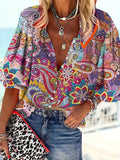 Plus Size 1XL-5XL Women Fashion  Floral Print Turndown Collar Shirt Casual Elegant Blouse Long Sleeve Shirt