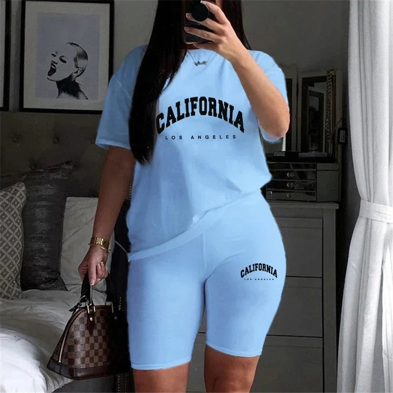 Casual Woman Clothing Summer Two Piece Set for Women T-Shirts O-Neck Shorts Daily Short Sleeve Tracksuit Quality Matching Sets