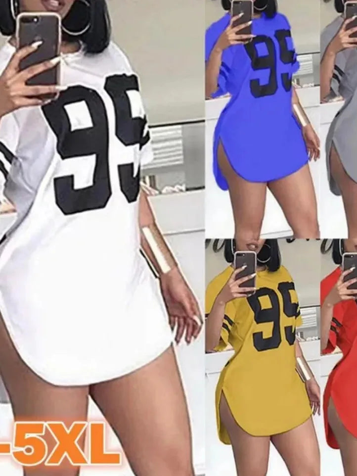 Woman's Tshirts Superior Quality Spring/summer Letters Loose O Neck Short Sleeve Fashion Ladies Tops T Shirt Dress  SJL9