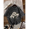 Sunflower Wildflower Floral Graphic T-Shirt Retro Letter Botanical Print Oversize Short Sleeve Loose Fit Crew Neck Top for Daily