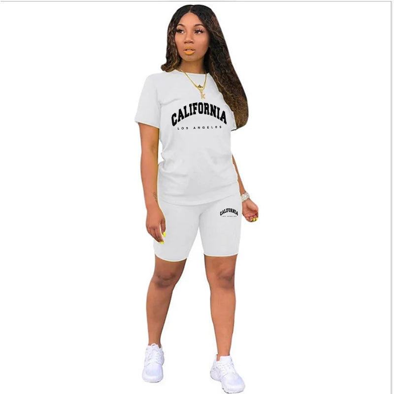 Casual Woman Clothing Summer Two Piece Set for Women T-Shirts O-Neck Shorts Daily Short Sleeve Tracksuit Quality Matching Sets
