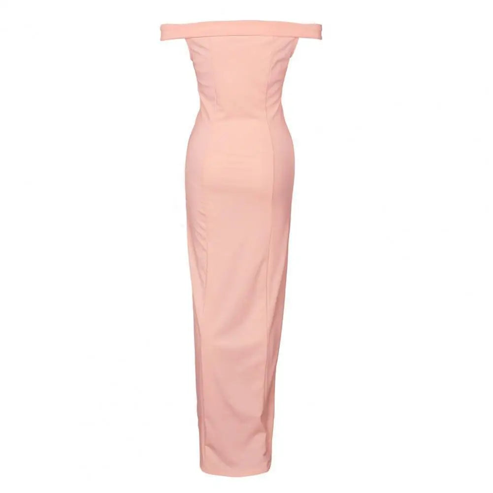Strapless Off Shoulder Womem Dress Evening Gown Low-cut Sleeveless Split Hem Slim Fit Boycon Dress Banquet Party Maxi Dress