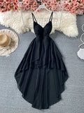 Summer Black/White Irregular Spaghetti Strap Long Dress Women Sexy Strapless High Waist Ruffle Open Back Vestidos 2021 New Robe