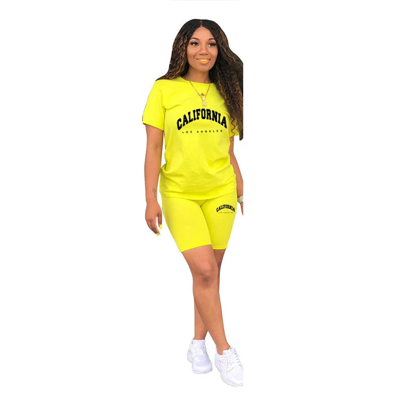 Casual Woman Clothing Summer Two Piece Set for Women T-Shirts O-Neck Shorts Daily Short Sleeve Tracksuit Quality Matching Sets