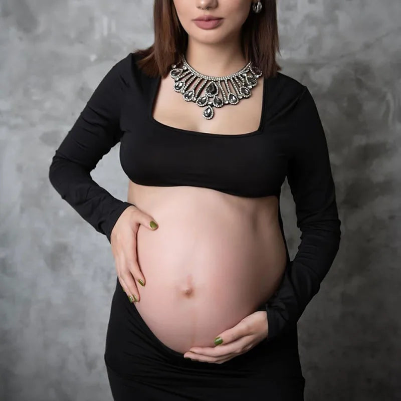 Maternity Sexy Bodycon Dresses Pregnant Photo Dress Square Neck Long Sleeve Wedding Party Pregnant Clothes