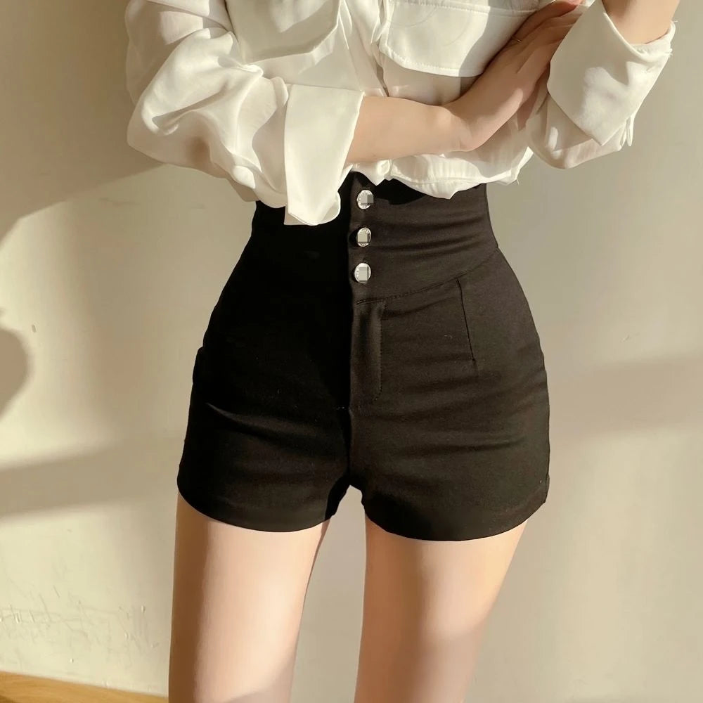 Shorts Women Slim Black Summer Hotsweet Club Style Solid Sexy Ladies High Waist Streetwear All-match Leisure Mujer Soft Trouser