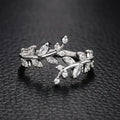 Fashion Olive Leaf Opening Rings for Women Inlaid Shiny CZ Simple Stylish Finger Accessories Party Girl Gift New Jewelry Кольца