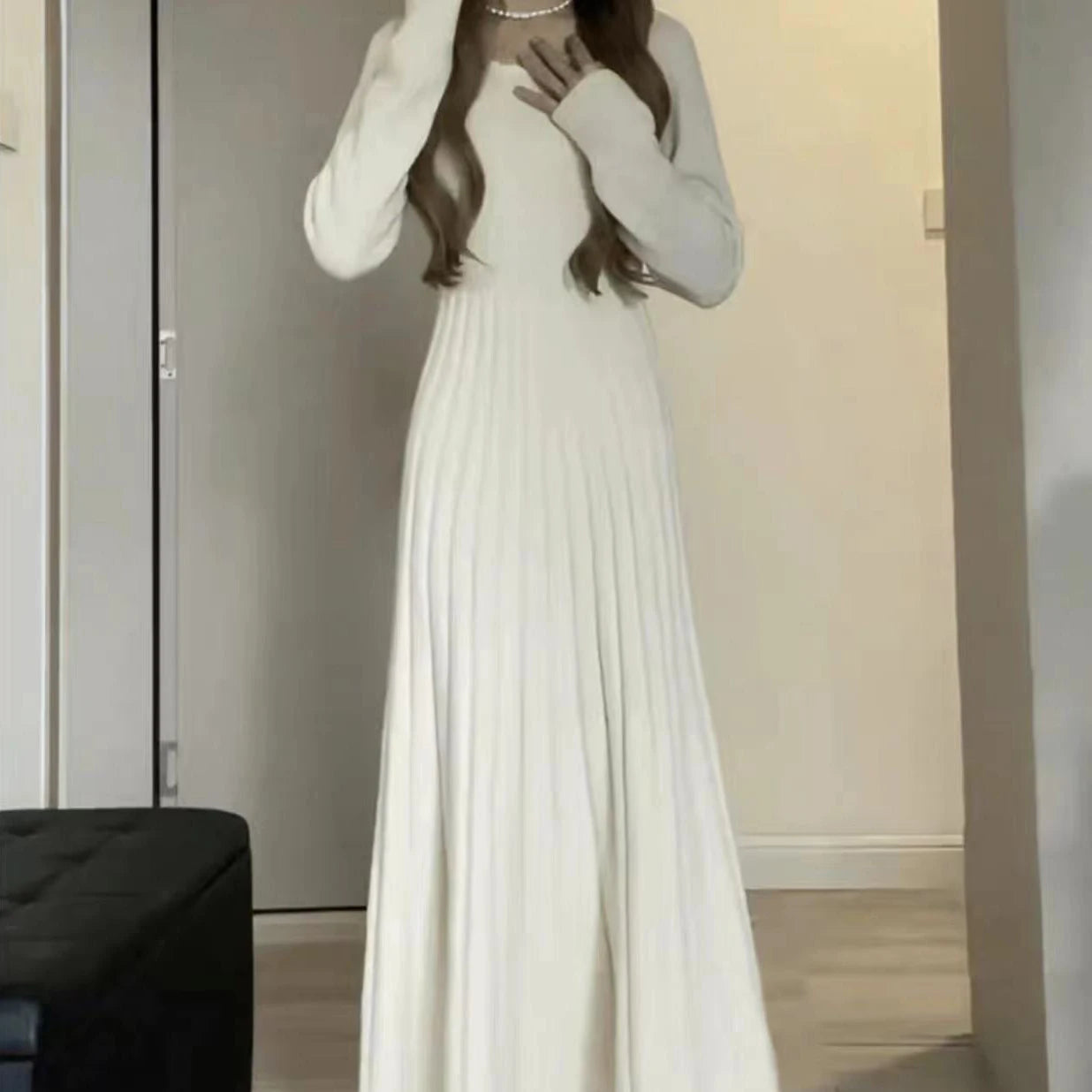 Sweater Long Dress For Woman Clothes Swing Casual Slim Femal Autumn Winter Long Sleeve Knitted Korean Clothing Elegance Sweet