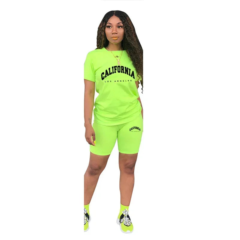 Casual Woman Clothing Summer Two Piece Set for Women T-Shirts O-Neck Shorts Daily Short Sleeve Tracksuit Quality Matching Sets