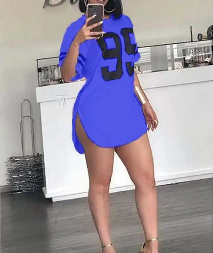 Woman's Tshirts Superior Quality Spring/summer Letters Loose O Neck Short Sleeve Fashion Ladies Tops T Shirt Dress  SJL9