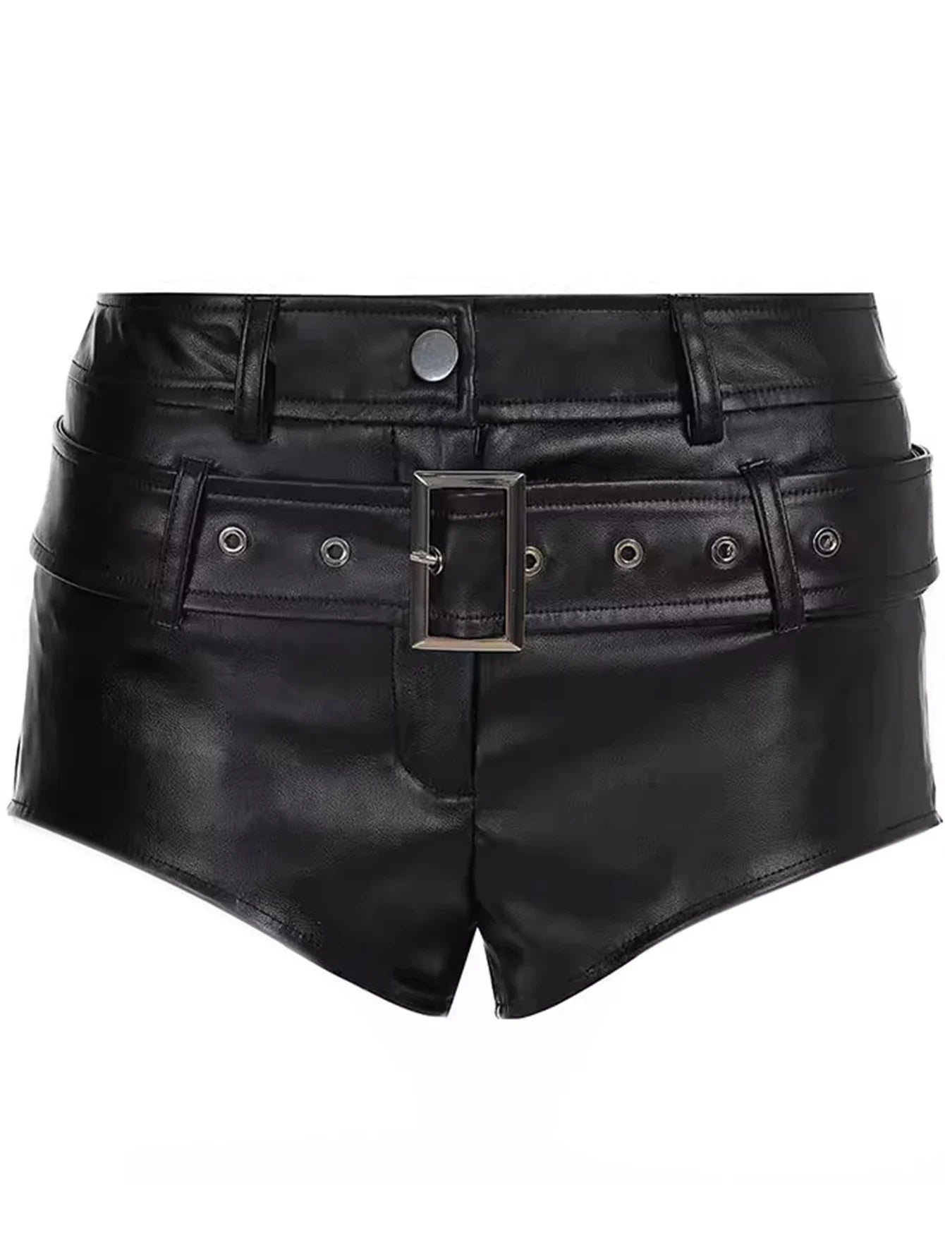 Sexy black Casual y2k booty shorts women summer high waist leather Hot Short streetwear bodycon pants nightclub party PU shorts