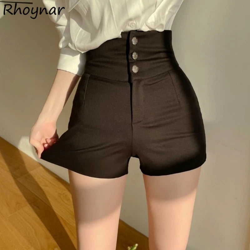 Shorts Women Slim Black Summer Hotsweet Club Style Solid Sexy Ladies High Waist Streetwear All-match Leisure Mujer Soft Trouser