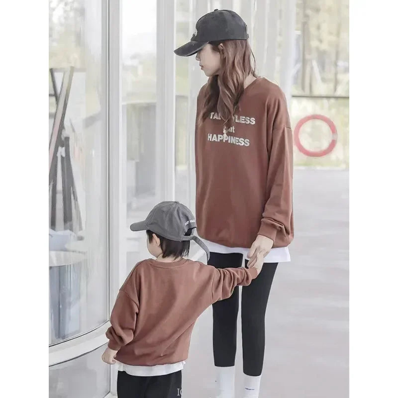 2025 Family Sweatshirts Mom And Daughter Fashion Long Sleeve Clothes Autumn Winter Tops Women Baby t Shirts Dad Son Matching