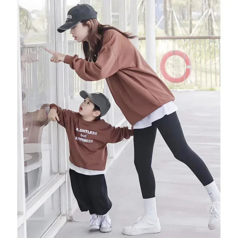 2025 Family Sweatshirts Mom And Daughter Fashion Long Sleeve Clothes Autumn Winter Tops Women Baby t Shirts Dad Son Matching