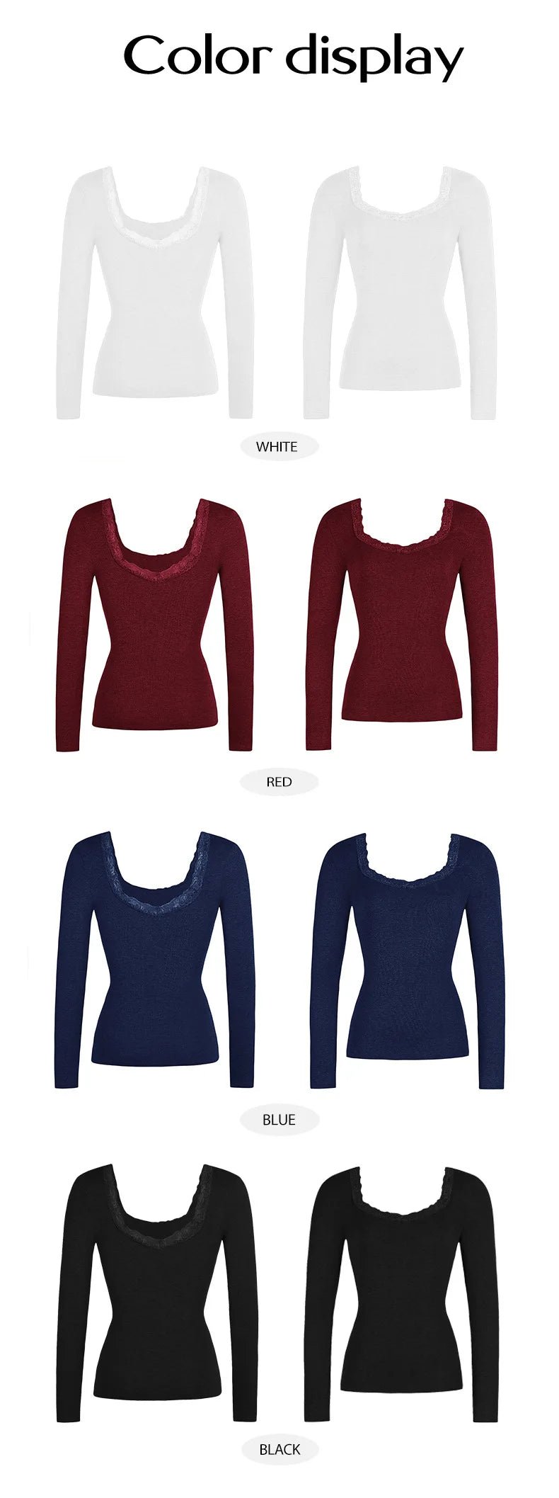 2025 Woman Clothing Top Women T-shirt Tank Top Solid Color Tops Women Y2K Casual Slim Threaded U Neck Lace Long Sleeve T-Shirt