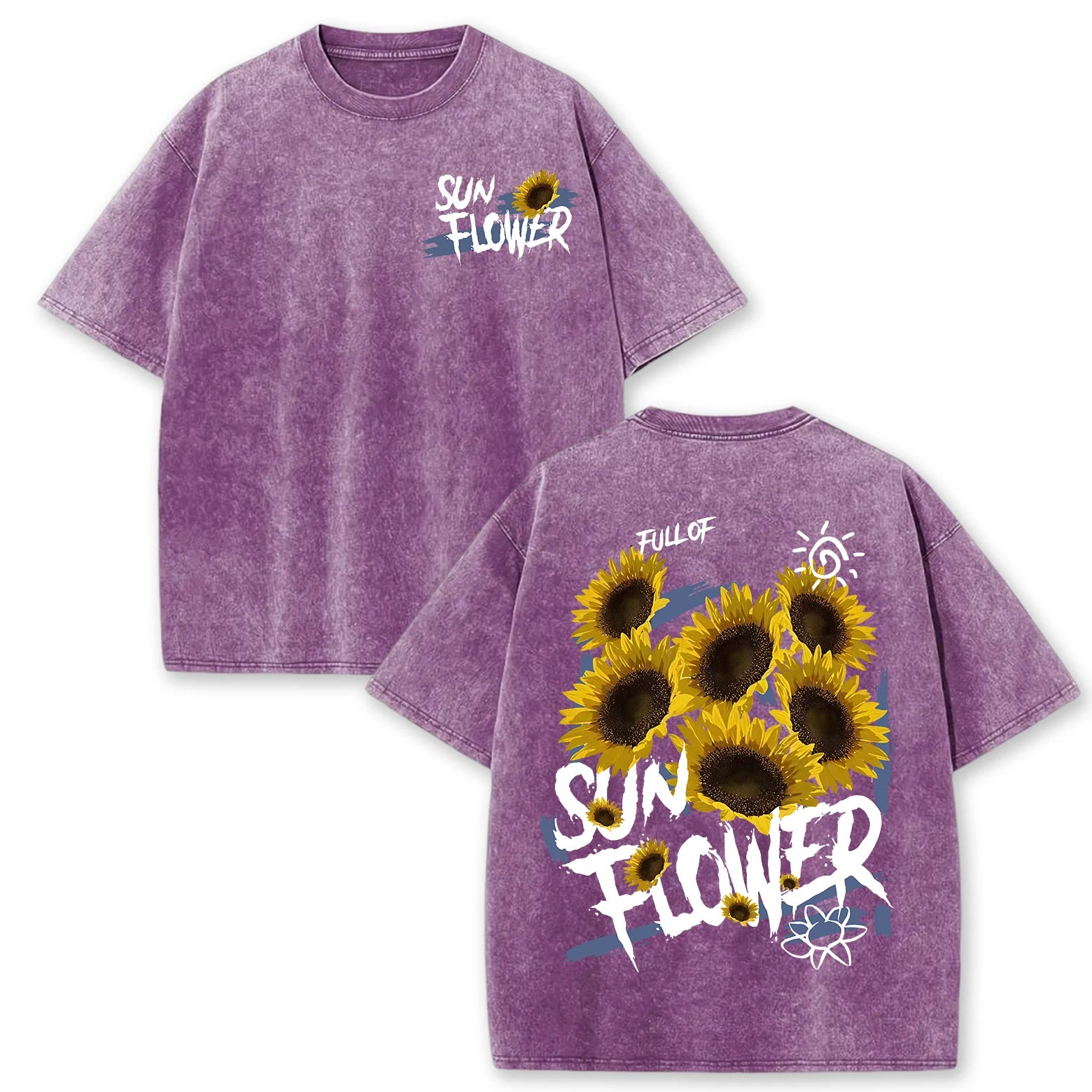 Life Good Beautiful Sunflower Print Washed Plus Size T Shirts Women Soft Cotton T-Shirt Street Short Sleeve Summer Casual Tops