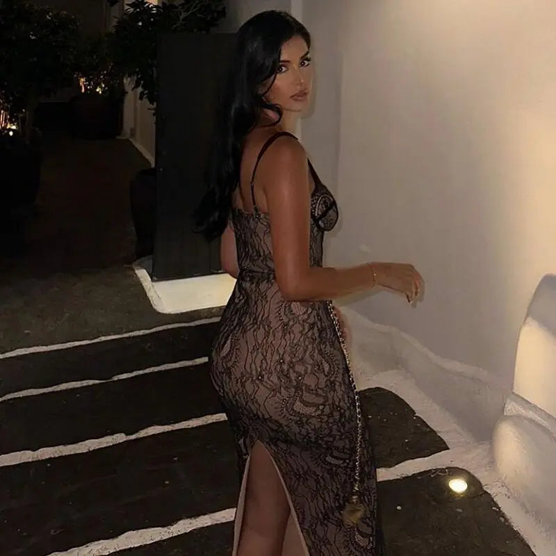 Women's Clothing 2025 New Lace Camisole Fashionable Temperament Dress Long Skirt Off Shoulder Slim Fit Dress Summer Dress Dress