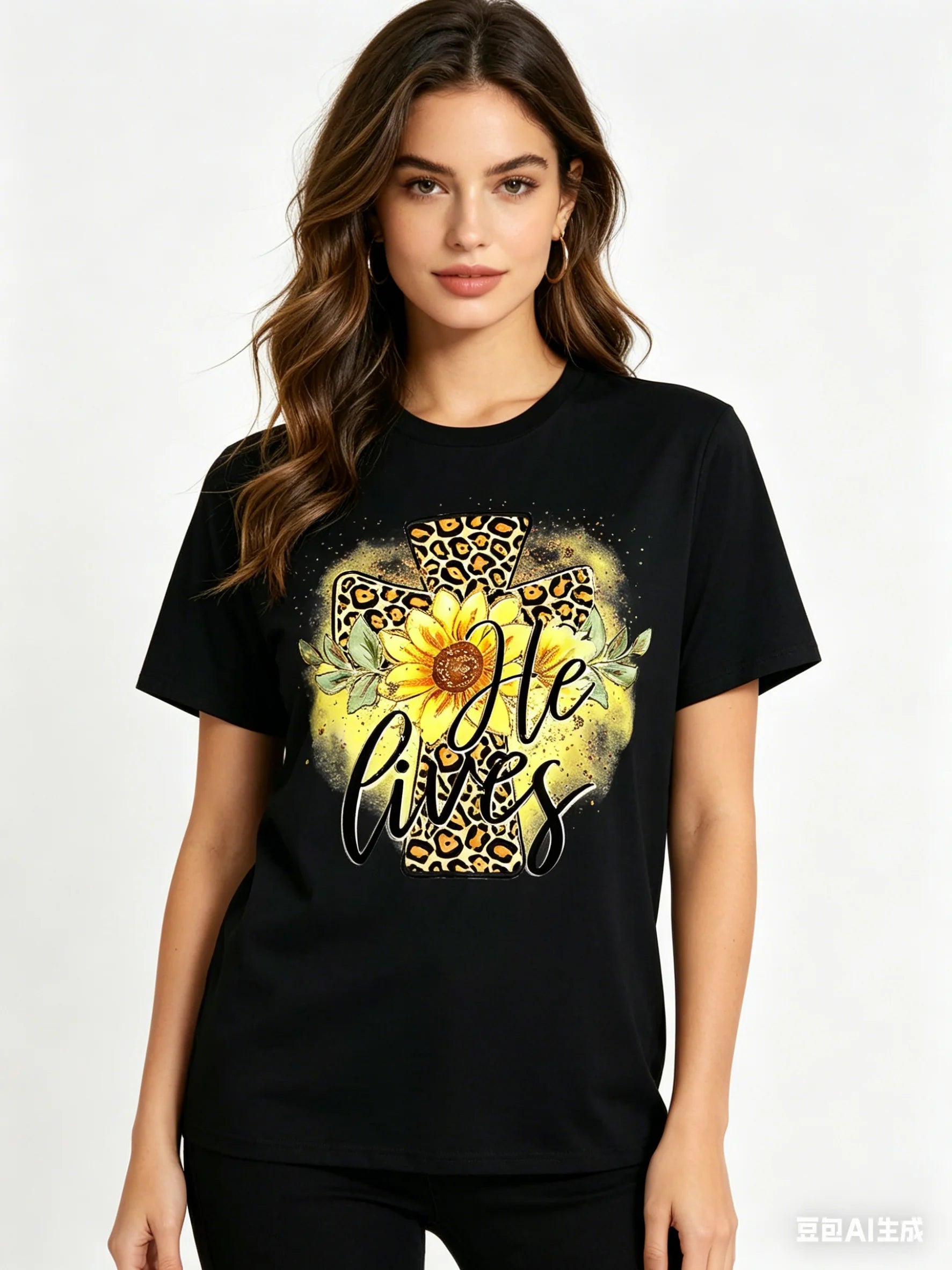 Sunflower Love Printed Summer T-Shirt Loose Fit Oversized Top for Men And Women Kawaii Polyester Fiber Short Sleeve Casual Wear