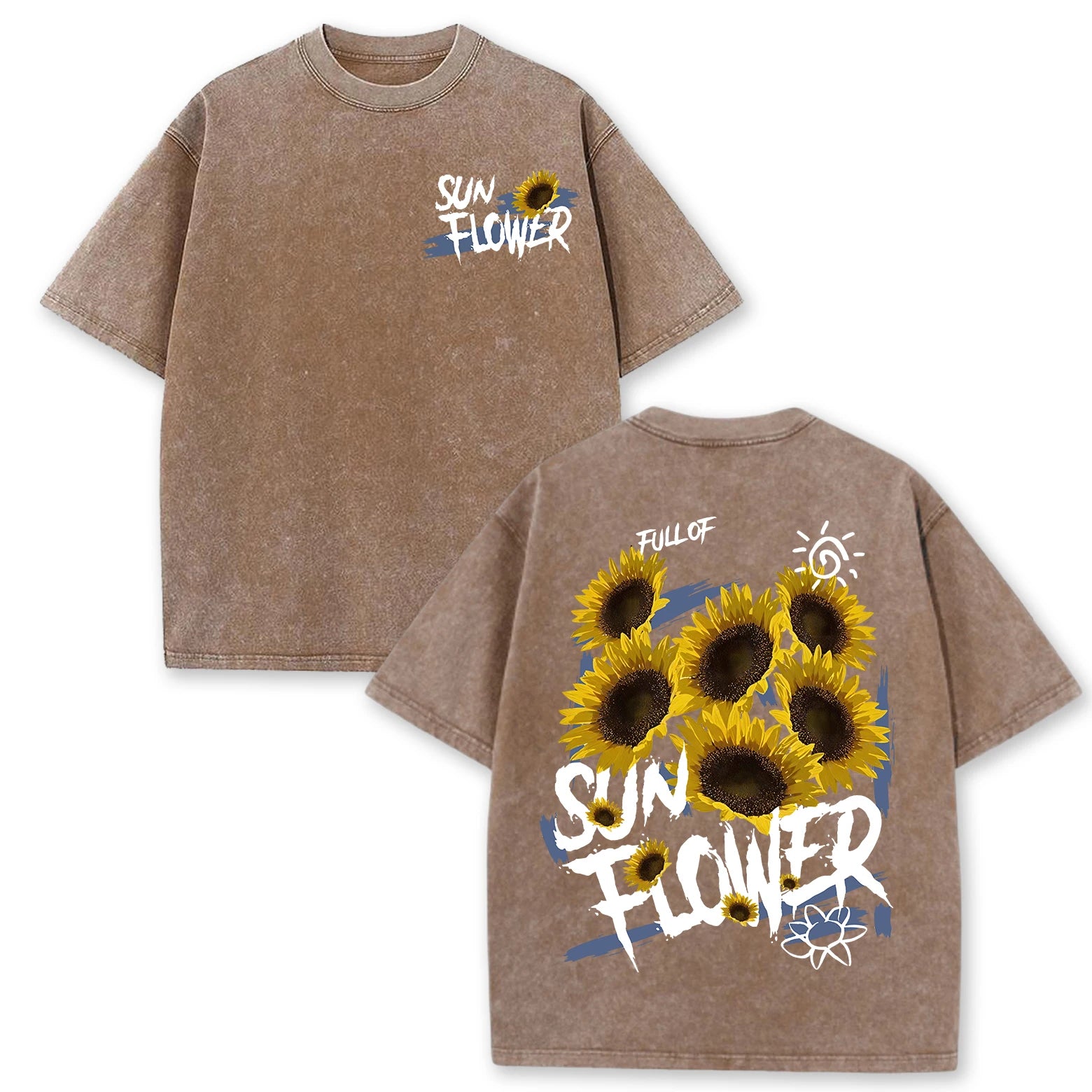 Life Good Beautiful Sunflower Print Washed Plus Size T Shirts Women Soft Cotton T-Shirt Street Short Sleeve Summer Casual Tops