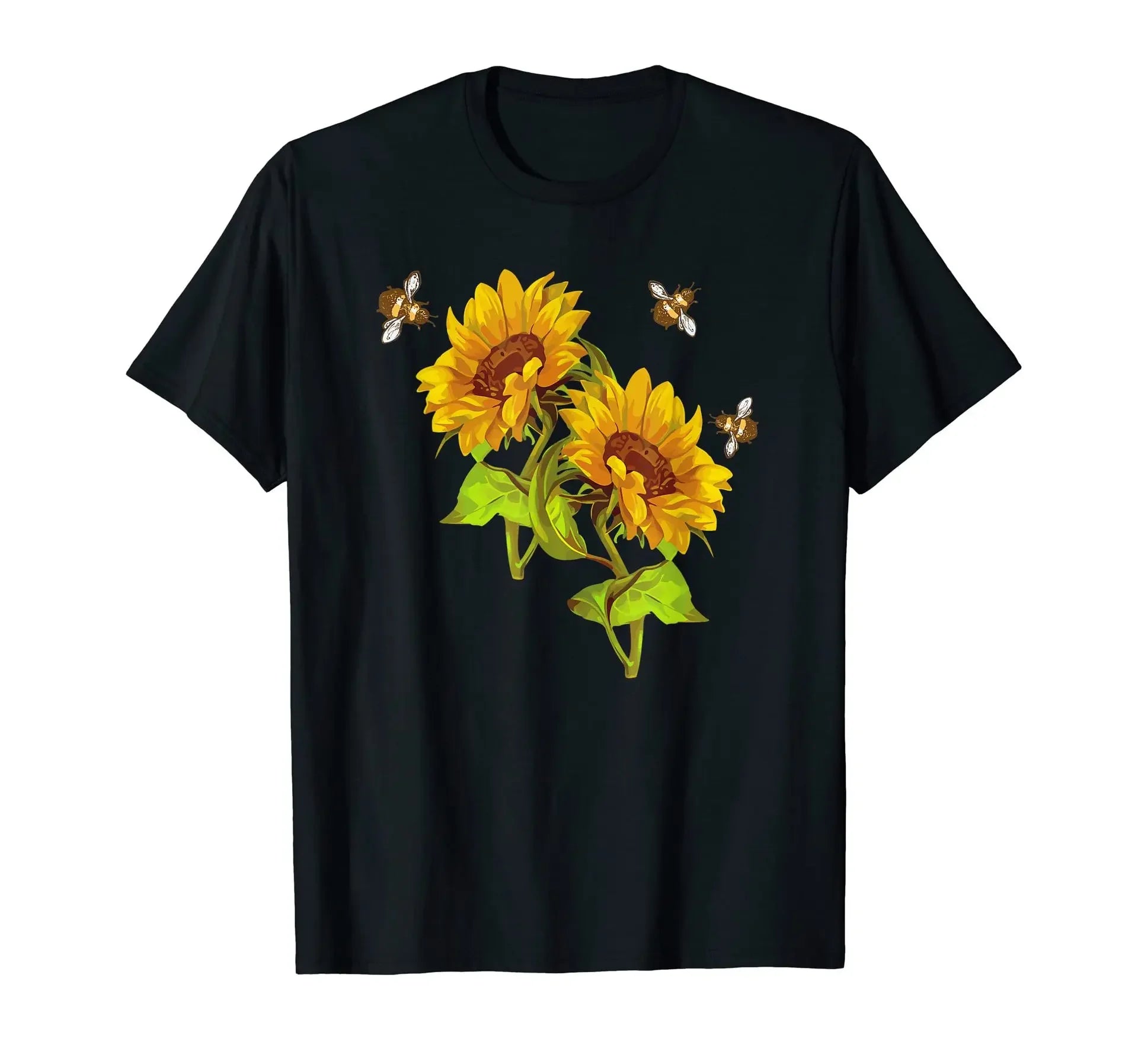 Sunflower Love Printed Summer T-Shirt Loose Fit Oversized Top for Men And Women Kawaii Polyester Fiber Short Sleeve Casual Wear