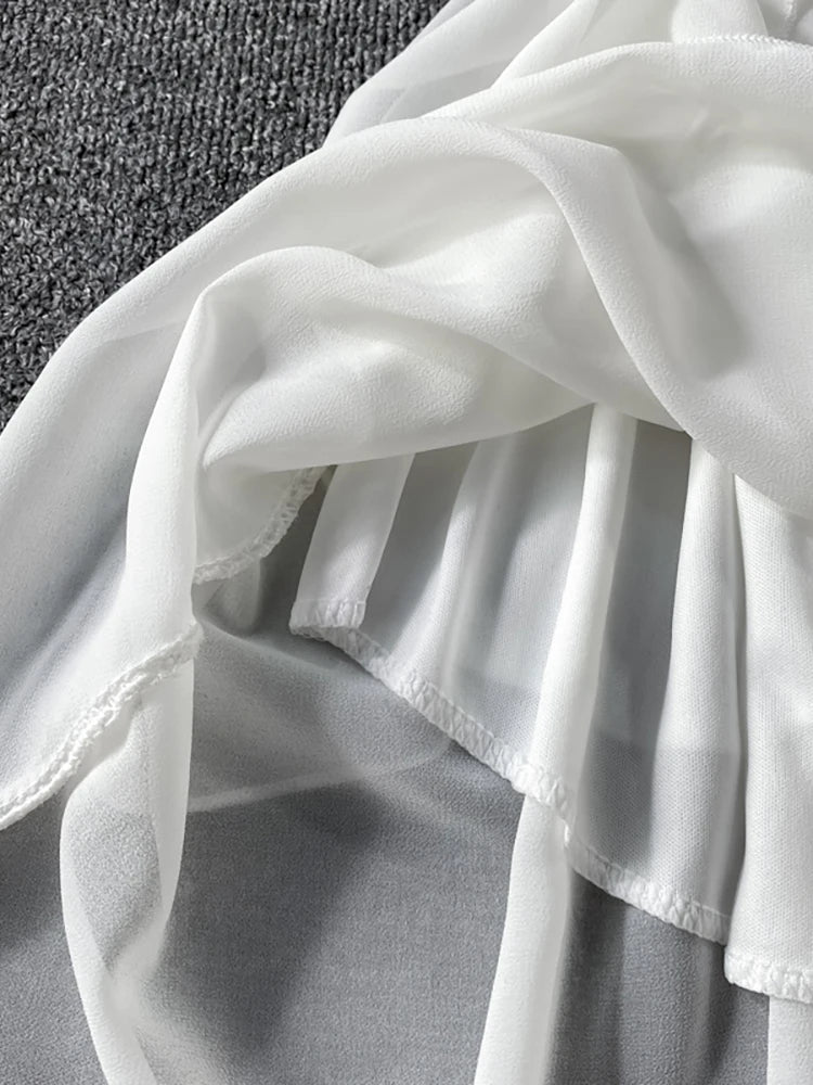 Summer Black/White Irregular Spaghetti Strap Long Dress Women Sexy Strapless High Waist Ruffle Open Back Vestidos 2021 New Robe