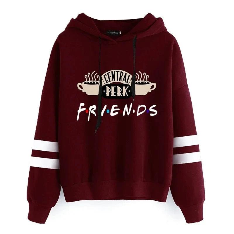 Women Friends TV Show Hooded Sweatshirt Cute Coffee Printing Hoodies Female Autumn Winter Casual Pullover Hoodies