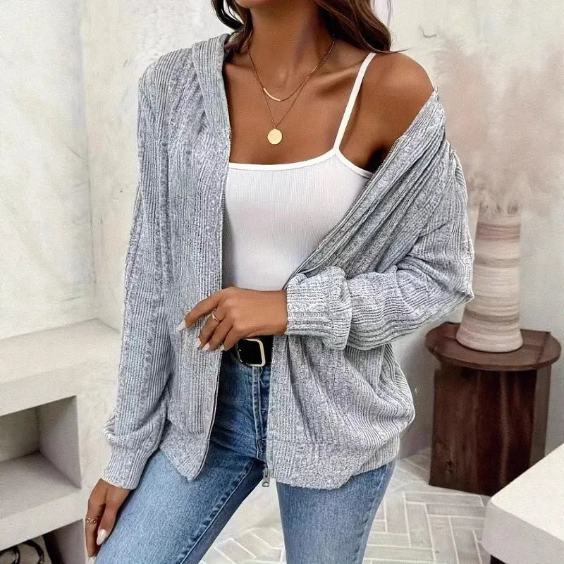 Women's Clothing European American Clothing Autumn Winter New Style Knitted Cardigan Pit Strip Solid Jackets Mid-length Coats
