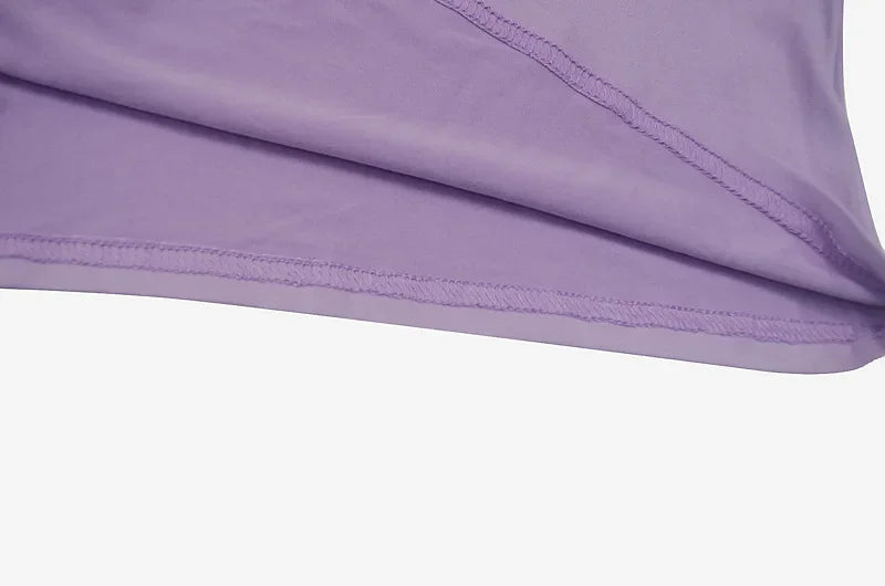 New Dresses 2025 Woman Fashion Summer High-neck Purple Long-sleeved Pleated Tie-up Dress Skirt Women's Clothing