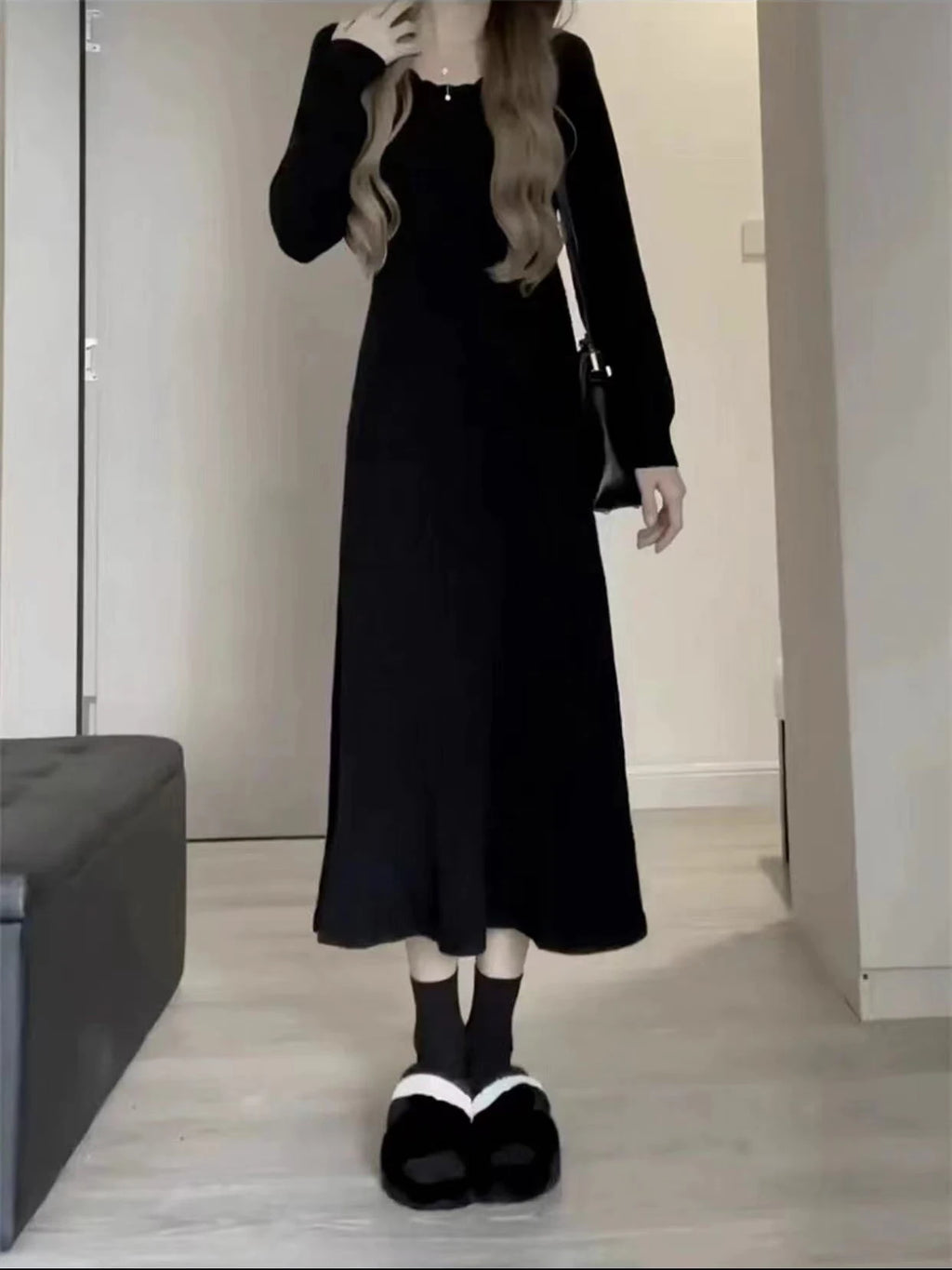 Sweater Long Dress For Woman Clothes Swing Casual Slim Femal Autumn Winter Long Sleeve Knitted Korean Clothing Elegance Sweet