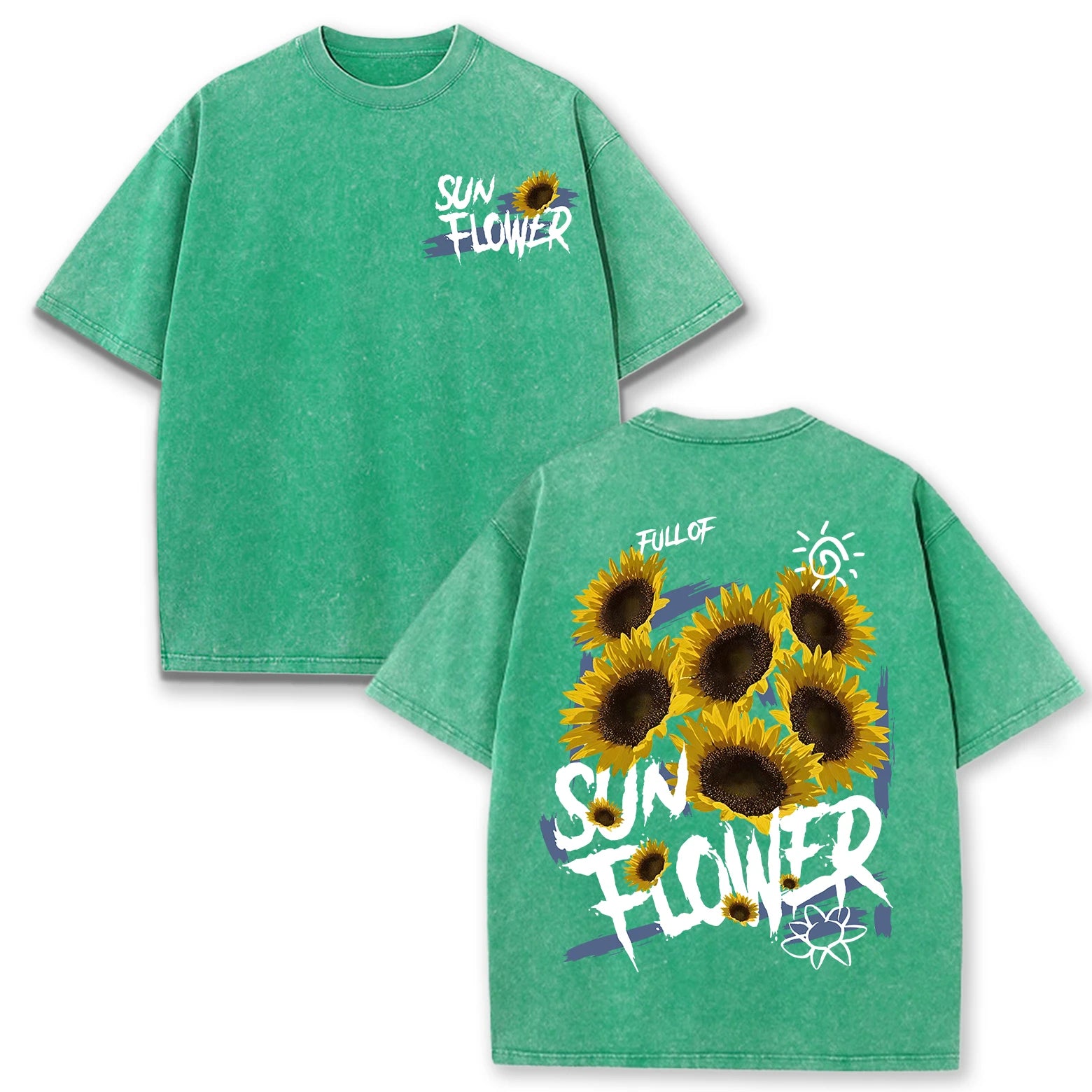 Life Good Beautiful Sunflower Print Washed Plus Size T Shirts Women Soft Cotton T-Shirt Street Short Sleeve Summer Casual Tops