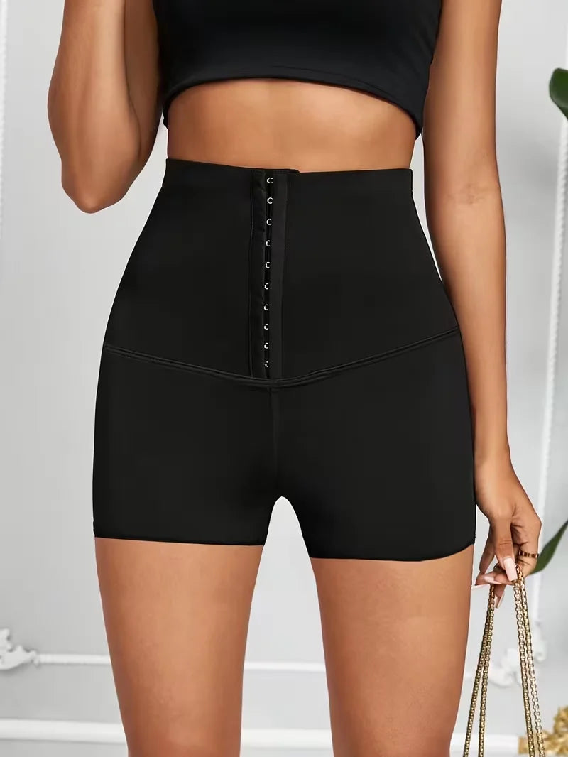 High-Waisted Shorts With Buttons For Spring And Summer Plain Simple And Fitting Shorts For Casual Daily Wear Women's Leggings