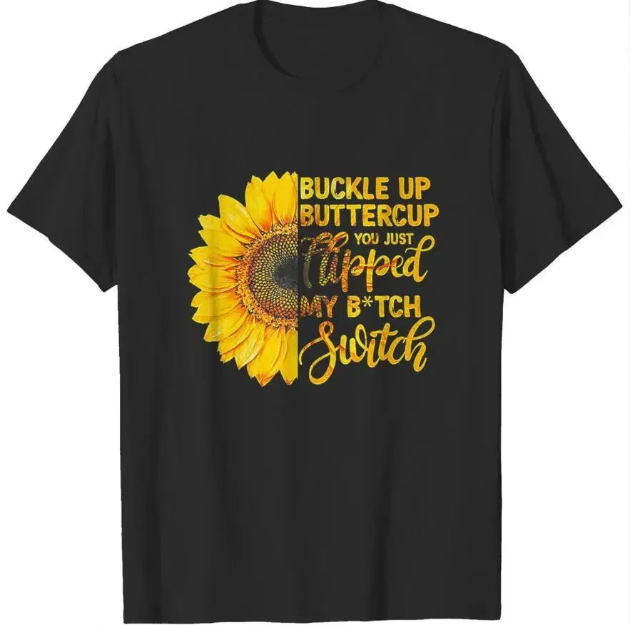 Sunflower Love Printed Summer T-Shirt Loose Fit Oversized Top for Men And Women Kawaii Polyester Fiber Short Sleeve Casual Wear