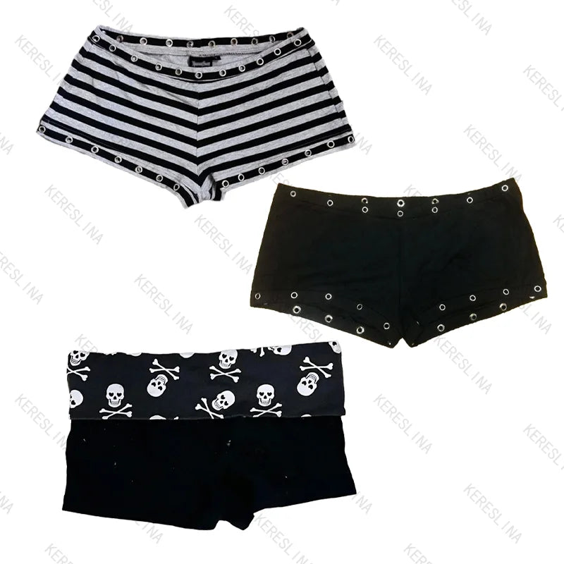 Street wear fashionable popular classic hip-hop rock style mini shorts summer American gothic punk vintage mini shorts E-girls