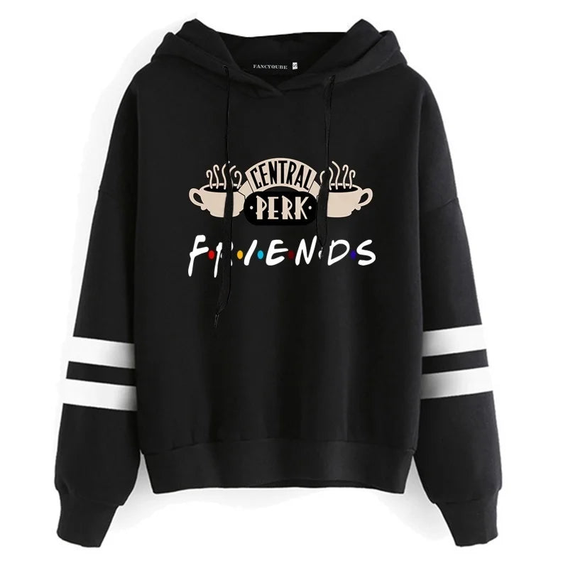 Women Friends TV Show Hooded Sweatshirt Cute Coffee Printing Hoodies Female Autumn Winter Casual Pullover Hoodies