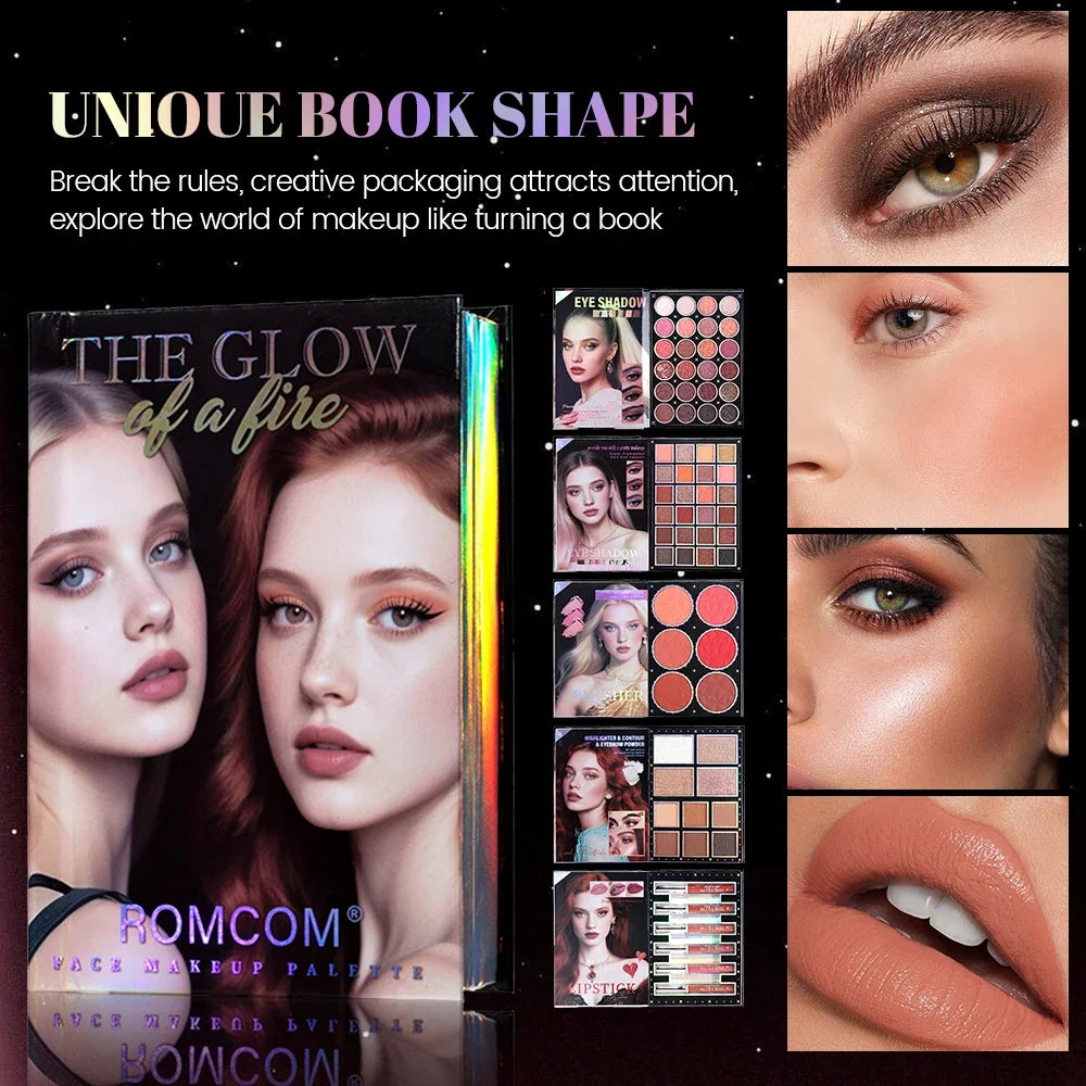 makeup magic book, including eye shadow, lip gloss, powder blusher, highlight, a complete set of makeup magic book, an ideal gi