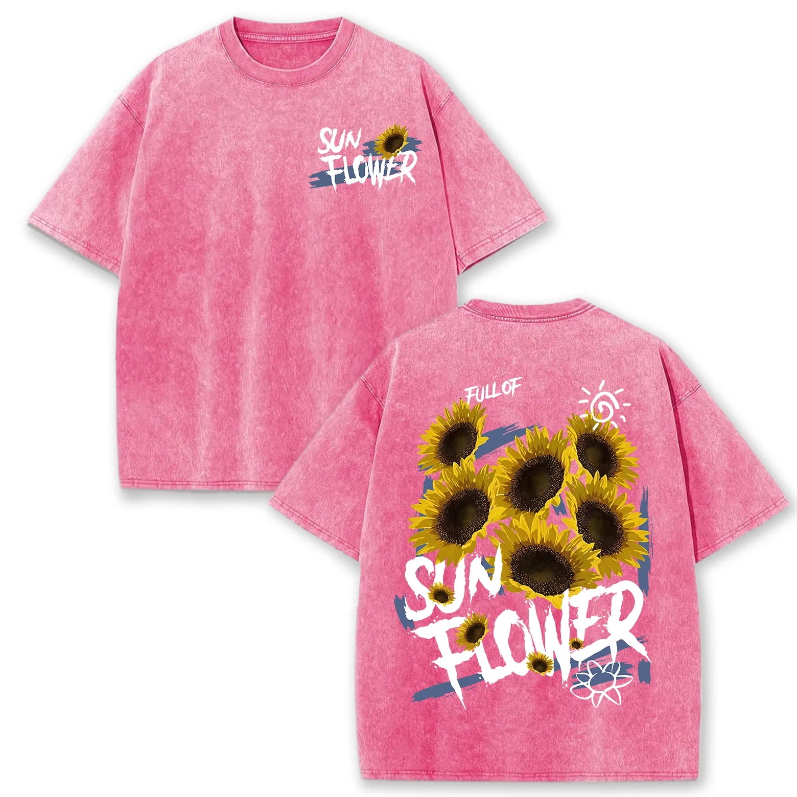 Life Good Beautiful Sunflower Print Washed Plus Size T Shirts Women Soft Cotton T-Shirt Street Short Sleeve Summer Casual Tops